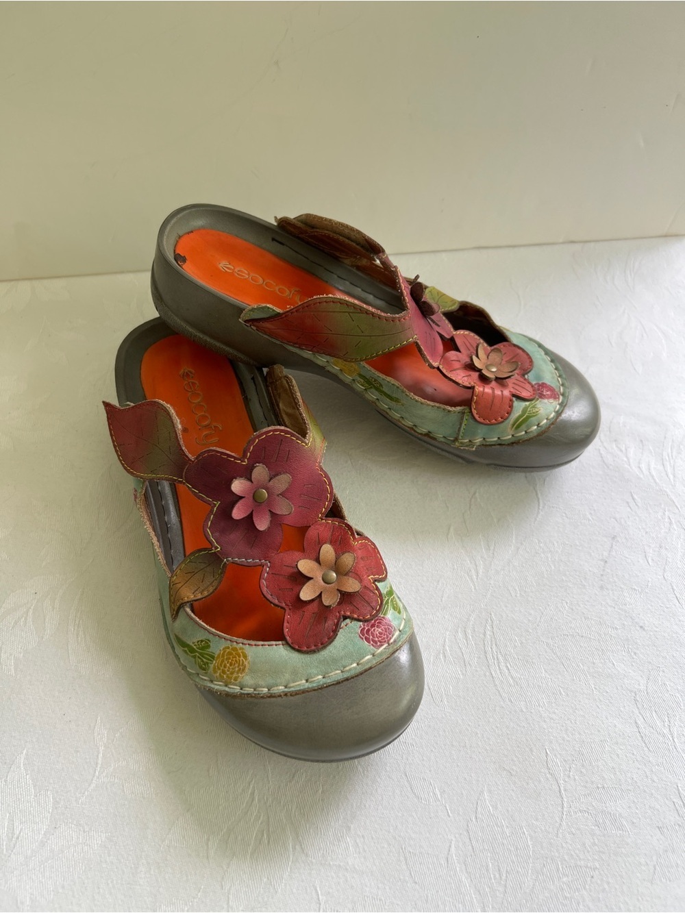 Socofy Floral Multicolour Leather Sandals
Slip-on Size 38 (Size 7.5) - Picture 9 of 13
